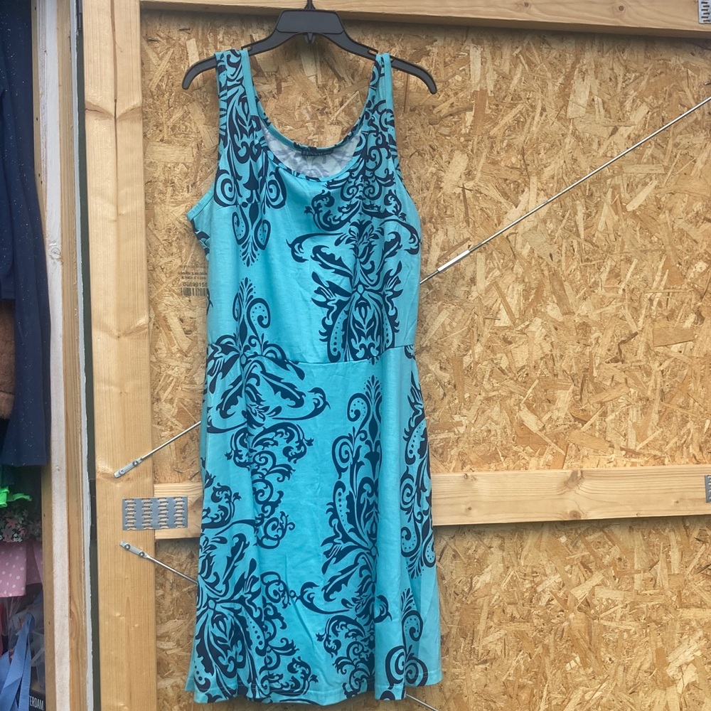 Elegant Blue Patterned Midi Dress